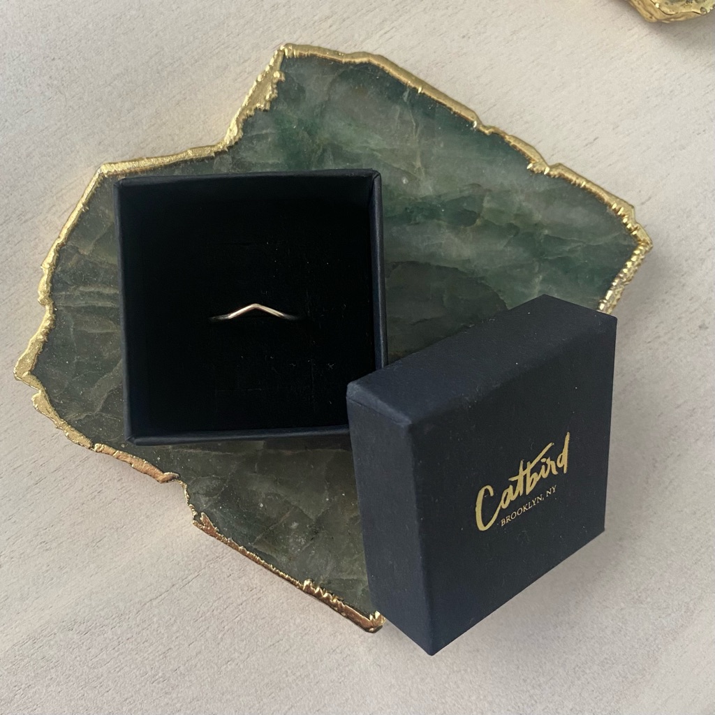 Catbird Ring, Bittersweets Ny White Gold Curved Half Round Band, Size 6
